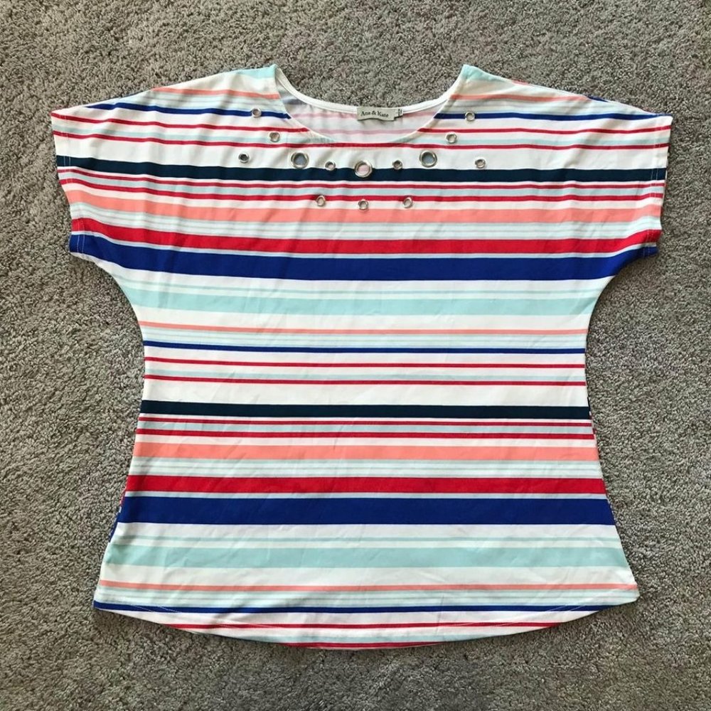 Ana & Kate women’s large short sleeve thin striped top